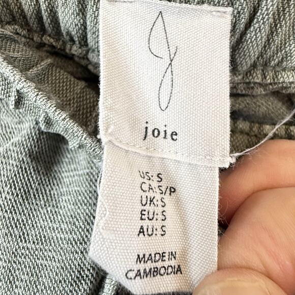 Joie Womens SIZE LARGE Linen Blend Pullon Pants Caro Utility Crop Dark Khaki Grn - Picture 3 of 9